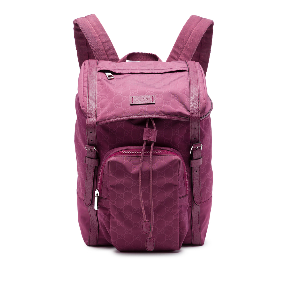 Pre-Loved Gucci GG Nylon Double Buckle Backpack